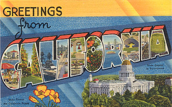 Featured is a California big-letter postcard image from the 1940s obtained from the Teich Archives (private collection).